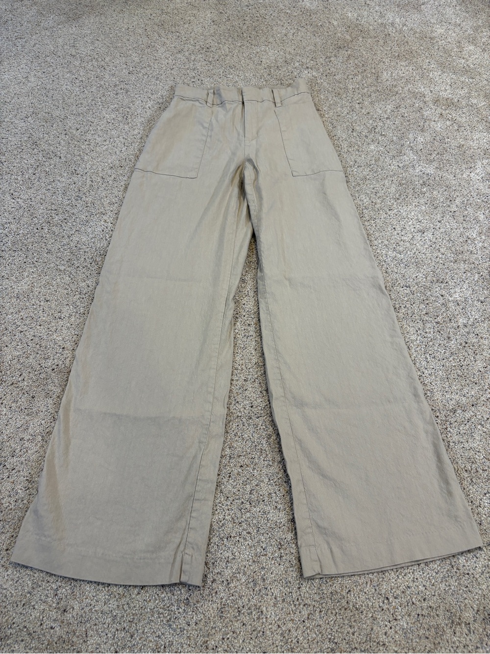 Wide Leg High-Rise Women’s Linen Blend Pants in Beige